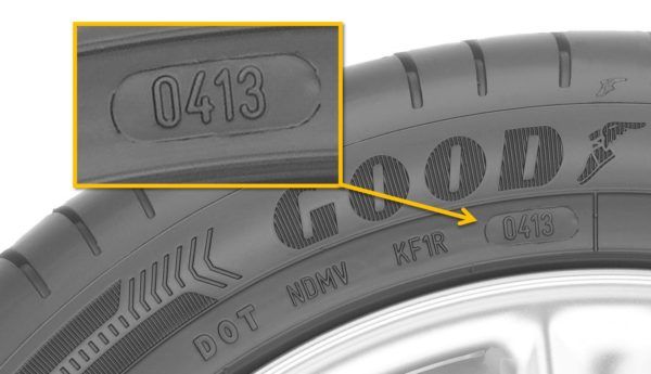 Beispiel für die Kennzeichnung des Reifenalters - DOT